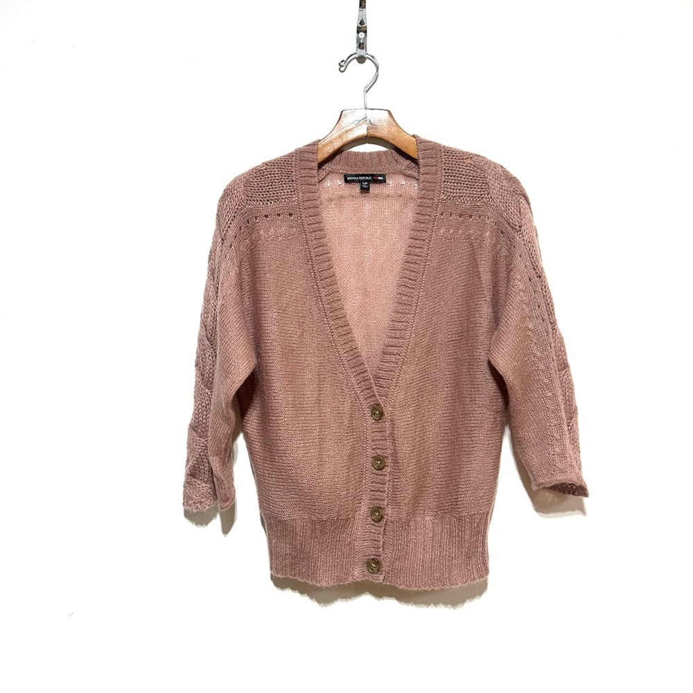 New Banana Republic Peach Lightweight Cable Knit Cardigan Sweater Sz Small